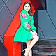 Зеленое платье халат, вышитое льняное платье на запах, Платья, Севастополь,  Фото №1