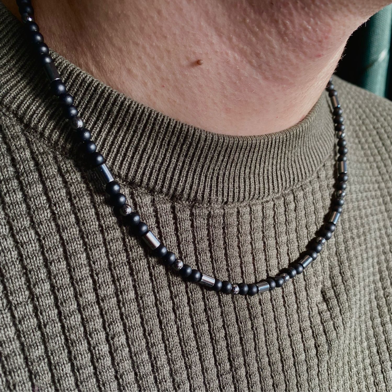 Чокер мужской из черного агата и гематита в интернет-магазине на ...