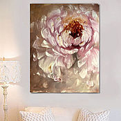 Картины и панно handmade. Livemaster - original item Delicate Interior Peony. Painting in beige tones.. Handmade.