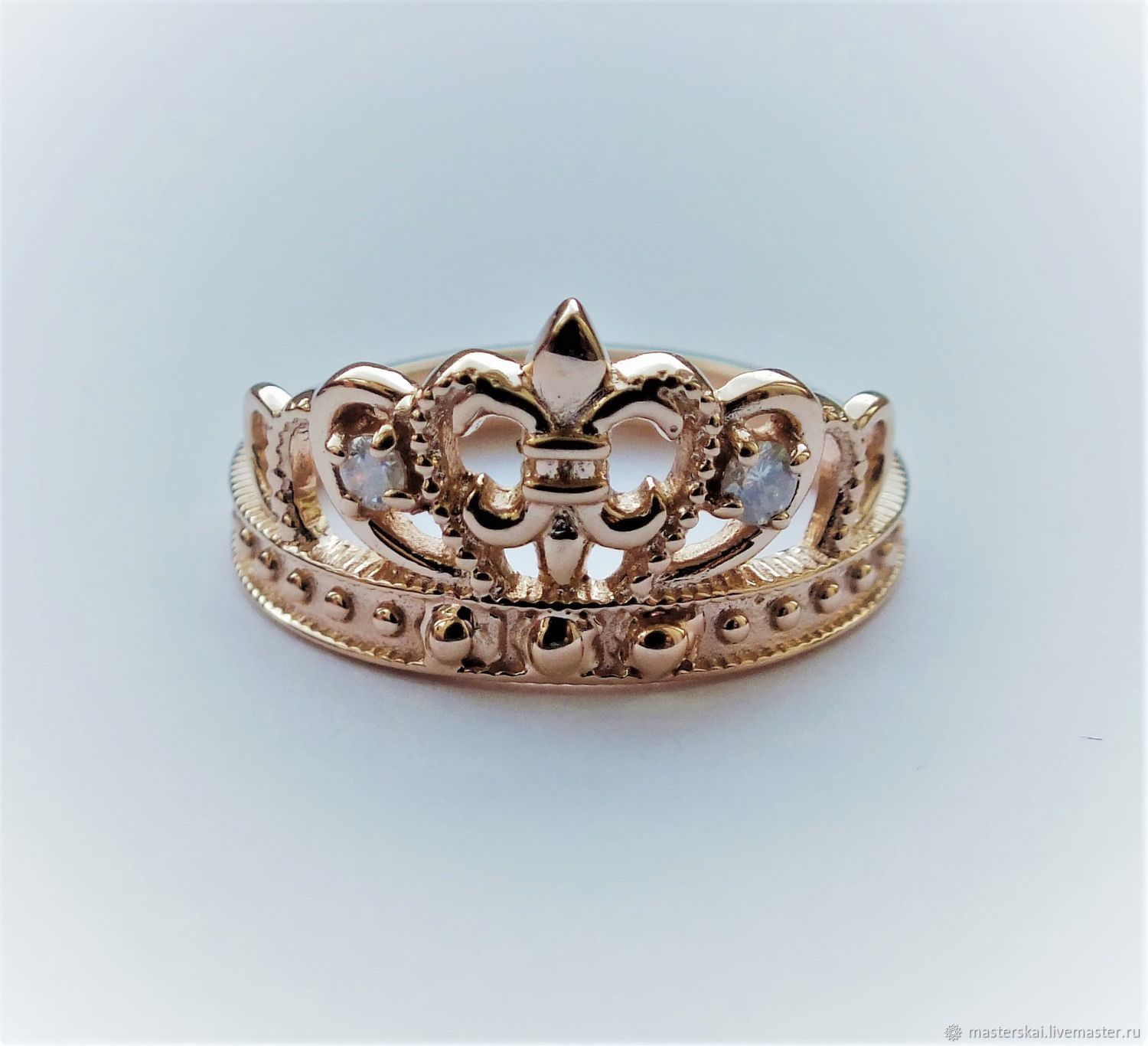 Кольцо золотое корона фото