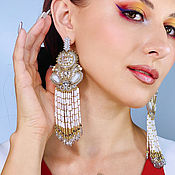 Украшения handmade. Livemaster - original item Earrings classic: Anastasia. White earrings with fringe and crystals. Handmade.
