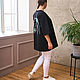 Long black T-shirt with embroidery. T-shirts. NATALINI. My Livemaster. Фото №5
