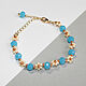 Bracelet made of beads and blue crystals Beige floral (BB-SWA-BL), Bead bracelet, Omsk,  Фото №1