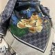 Винтаж: Платок Gucci Monogram c принтом в голубой гамме 110х110 см шерсть, Платки винтажные, Москва,  Фото №1