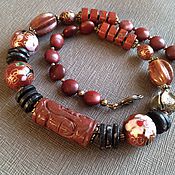 Украшения handmade. Livemaster - original item Necklace Parable. Jasper red,cloisonne beads and designer brass. Handmade.