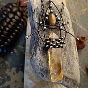 Украшения handmade. Livemaster - original item Citrine crystal and solar Labrador pendant (p-061-02). Handmade.