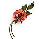 Leather Flowers Rose Triumph Tea Brooch gift for woman, Brooches, Kursk,  Фото №1
