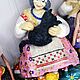 Баба Яга и кот - символ года. Ватная игрушка. Елочные игрушки. Елена. Интернет-магазин Ярмарка Мастеров.  Фото №2