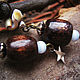 'Forest dreams', earrings with shells, wood and stars, Earrings, Krasnogorsk,  Фото №1