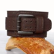 Украшения handmade. Livemaster - original item Dark Brown Leather Cuff, Wide Leather Wristband.. Handmade.