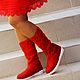 Felted boots, available in size 37-38.Red boots-chuni. High Boots. валенки Vladimirova Oksana. My Livemaster. Фото №5
