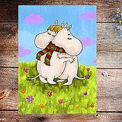 Открытки handmade. Livemaster - original item A set of postcrossing postcards Moomins 3 pieces. Handmade.
