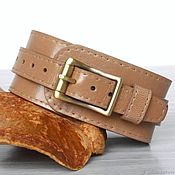 Украшения handmade. Livemaster - original item Soft Tan Leather Wristband, Slim Leather Bracelet. Handmade.