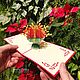 Розы в зелёной вазе - объёмная 3D открытка ручной работы, Открытки, Москва,  Фото №1