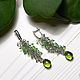 Order Long cluster earrings 'lilac' with green droplets. Aliento-jewerly (alientojewelry). Livemaster. . Earrings Фото №3
