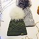 Knitted hat with pompons and without, in various embodiments, Caps, Moscow,  Фото №1