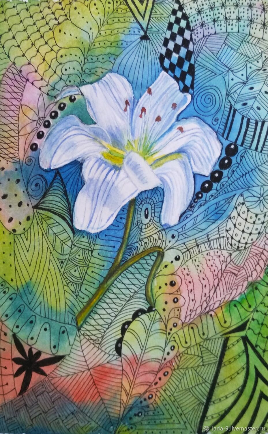 Рисунок лилии в интерьере