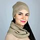 Order Hat and snood Golden sand, set of accessories, mink down, lurex. SIBERIA COOL (knitting & painting) (Siberia-Cool). Livemaster. . Headwear Sets Фото №3