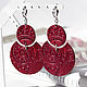 Red Leather Earrings. Earrings. Two Starlings. Online shopping on My Livemaster.  Фото №2