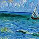 Картина  Ван Гог  Морской пейзаж в Ле-Сент-Мари-де-ла-Мер. Картины. Елена Андреева. Ярмарка Мастеров.  Фото №4