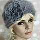 Пушистая вязаная шапка из мохера с цветком!. Шапки. Olga Lace Luxury Hats Accessories. Интернет-магазин Ярмарка Мастеров.  Фото №2