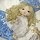 Doll-angel with feather wings, in a sky blue dress with snowflakes. Dolls. CountryKids - doll with a soul. My Livemaster. Фото №6