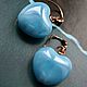 Sea earrings with blue hearts, Earrings, Moscow,  Фото №1
