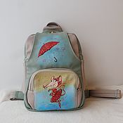 Сумки и аксессуары handmade. Livemaster - original item Custom Painted leather backpack for Sabina.. Handmade.