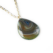 Украшения handmade. Livemaster - original item Green pendant on a chain, fashionable agate pendant 