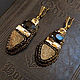 Earrings 'ethnics' 2 beads embroidery, Earrings, Voronezh,  Фото №1