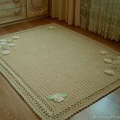 Для дома и интерьера handmade. Livemaster - original item Large Knitted Palace Carpet with Floral applique. Handmade.