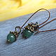 Jade earrings on long schwenz. Natural stone, Earrings, Moscow,  Фото №1