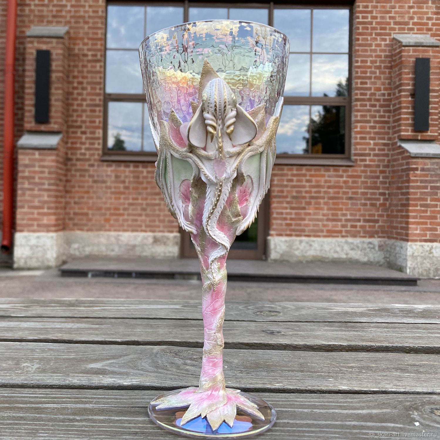 Wine glass white dragon rose quartz, Wine Glasses, St. Petersburg,  Фото №1