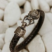 Украшения handmade. Livemaster - original item Spider Bracelet | Bronze | Premium Leather. Handmade.