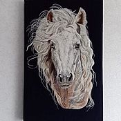 Картины и панно handmade. Livemaster - original item Pictures: Portrait of a white horse felted on canvas.. Handmade.
