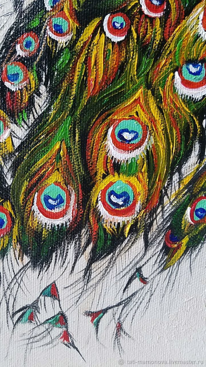 Картина маслом Павлин птица счастья – заказать на Ярмарке Мастеров ...