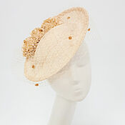 Аксессуары handmade. Livemaster - original item Catherine`s hat from sinamay with flowers. color wheat. Handmade.