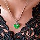 Pendant with natural Chrysoprase 'Butterfly' chain 925 silver, Pendant, Moscow,  Фото №1