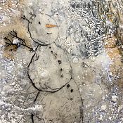 Картины и панно handmade. Livemaster - original item Painting Snow hugs, encaustic collage. Handmade.