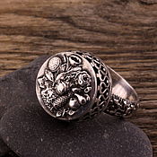 "Шаманика" серебряное кольцо с зубом древней рыбы