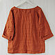 Oversized blouse made of terracotta linen. Blouses. etnoart. My Livemaster. Фото №4
