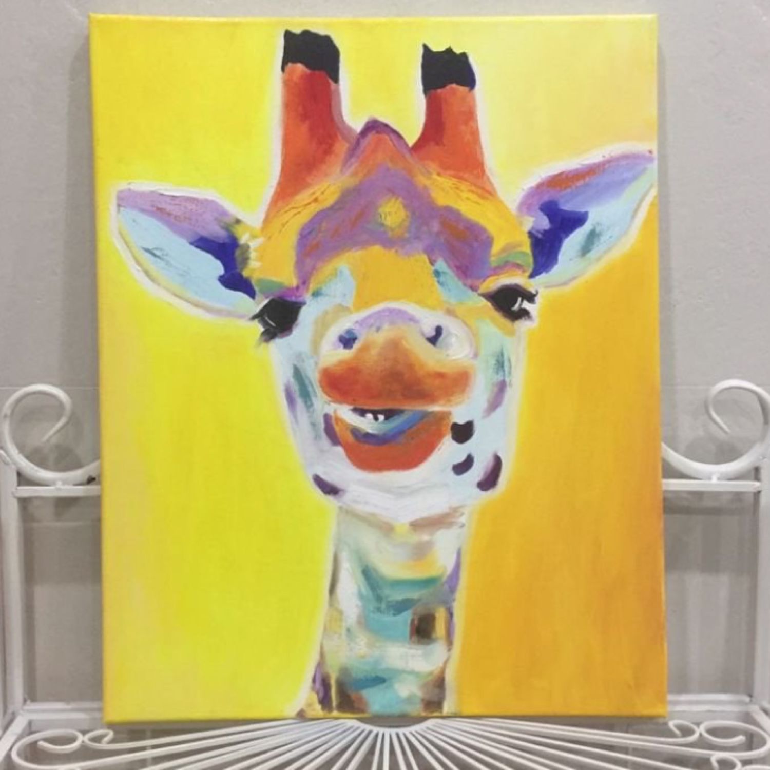Яркий триптих Жирафы картина маслом