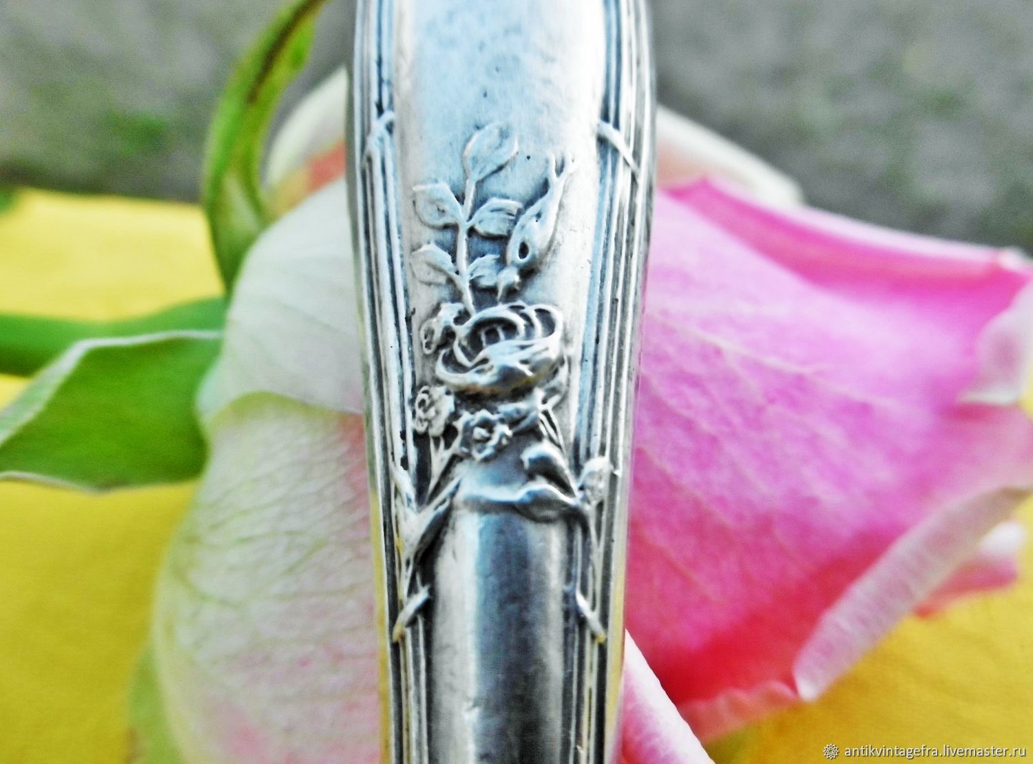 Винтаж: Старинная личная печать для сургуча Rose cеребро Арт Арт нувo ...