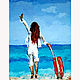 Oil painting 'Girl by the sea with a suitcase', Pictures, Izhevsk,  Фото №1