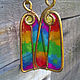 Earrings 'rainbow round trip', copper, plastic. Earrings. IVA rainbow art. My Livemaster. Фото №4