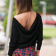 Black blouse with an open back made of soft wool - TP0429CK. Blouses. EUG fashion. Online shopping on My Livemaster.  Фото №2