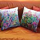 Pillows with delicate painting on natural silk
