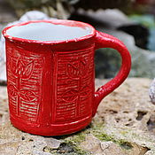 Посуда handmade. Livemaster - original item Scarlet Flowers Mug.. Handmade.