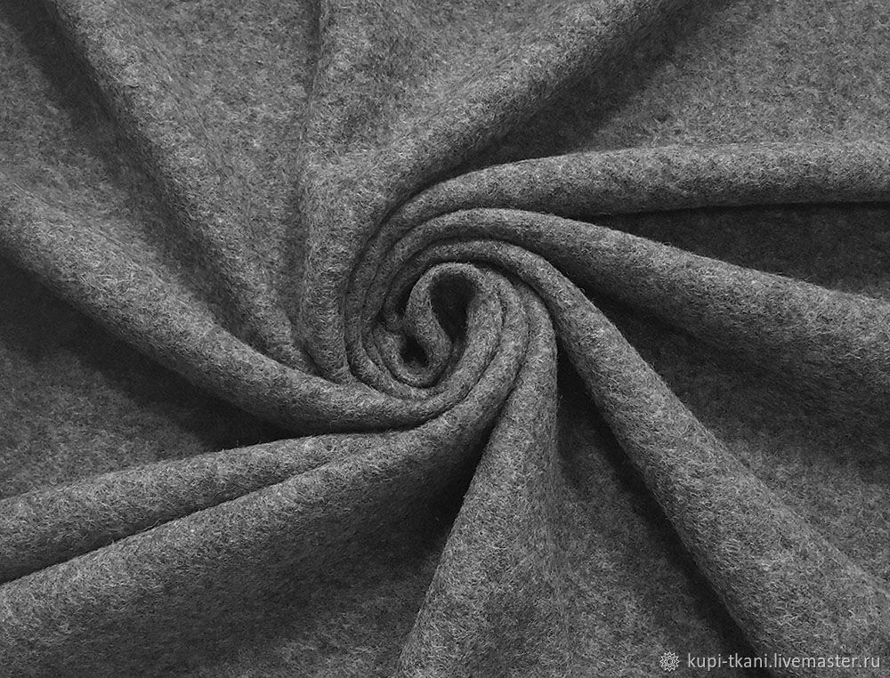 Ткань лоден трикотажный Италия (серого цвета), Ткани, Москва,  Фото №1