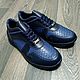 Sneakers made of genuine python leather, and calfskin, in blue color!, Sneakers, St. Petersburg,  Фото №1